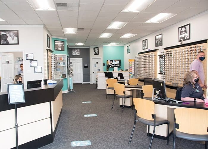 interior showing frame board of eye glasses in Shelbyville Dr. Tavel