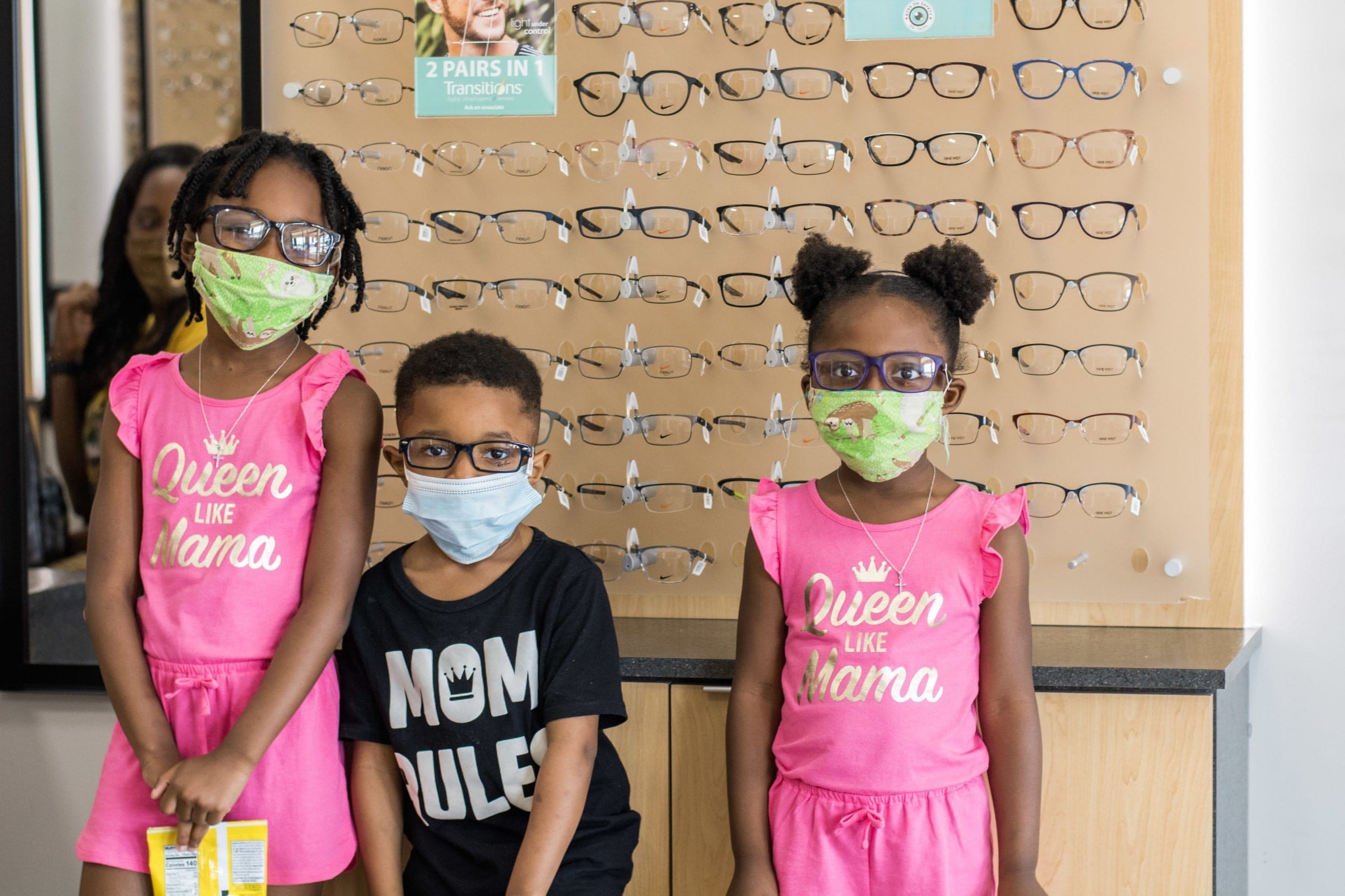 children wearing face masks